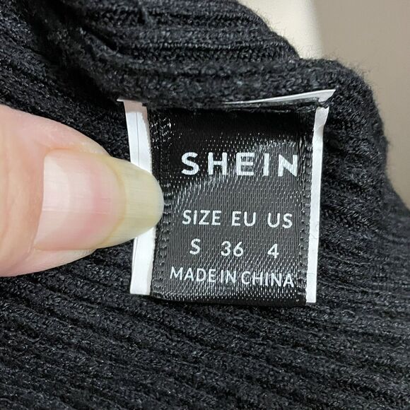 Shein Black Ribbed Lightweight Turtleneck Long Sleeve Bodycon Sweater Size S - Picture 6 of 7